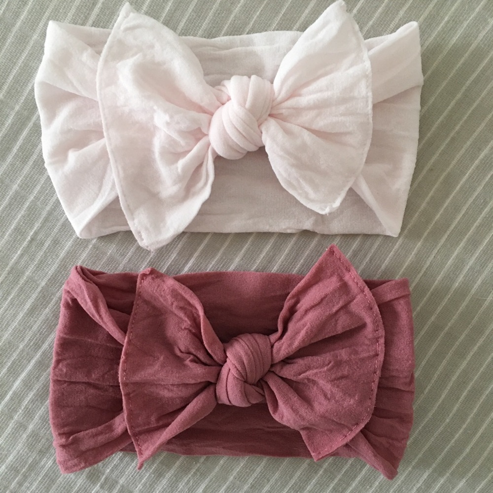 Lot of 2 Baby Bling Bows - Pink and Mauve